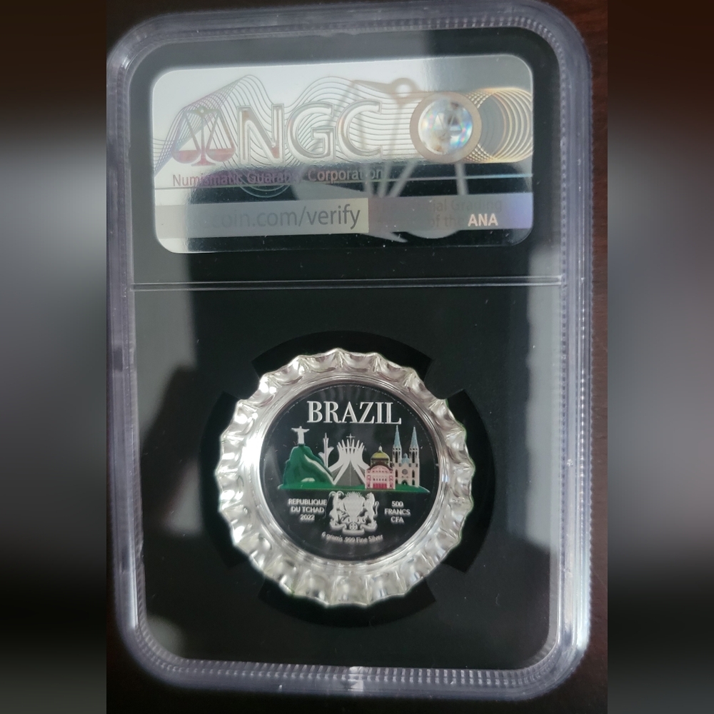 Pf69 ultra cameo graded Brazil silver .999 bottlecap